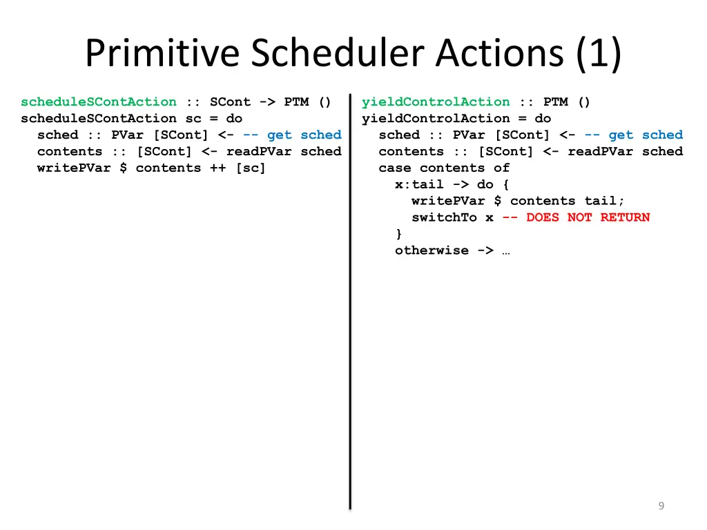 primitive scheduler actions 1