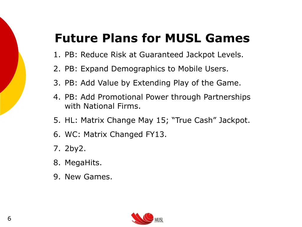 future plans for musl games