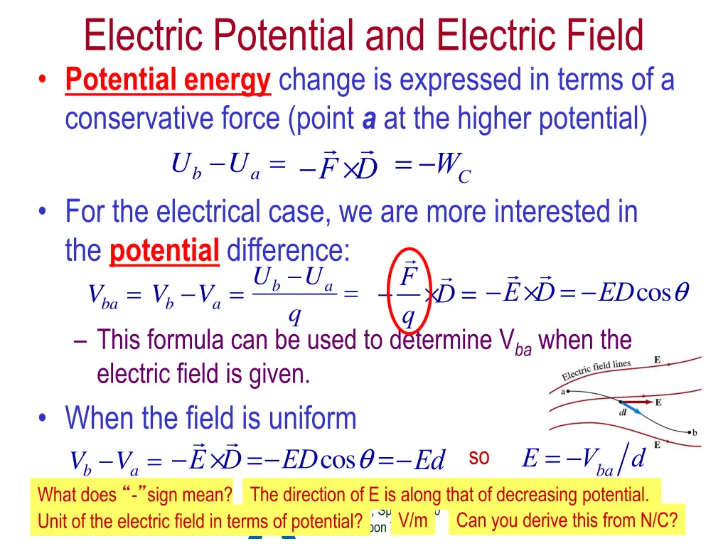 electric potential and electric field potential