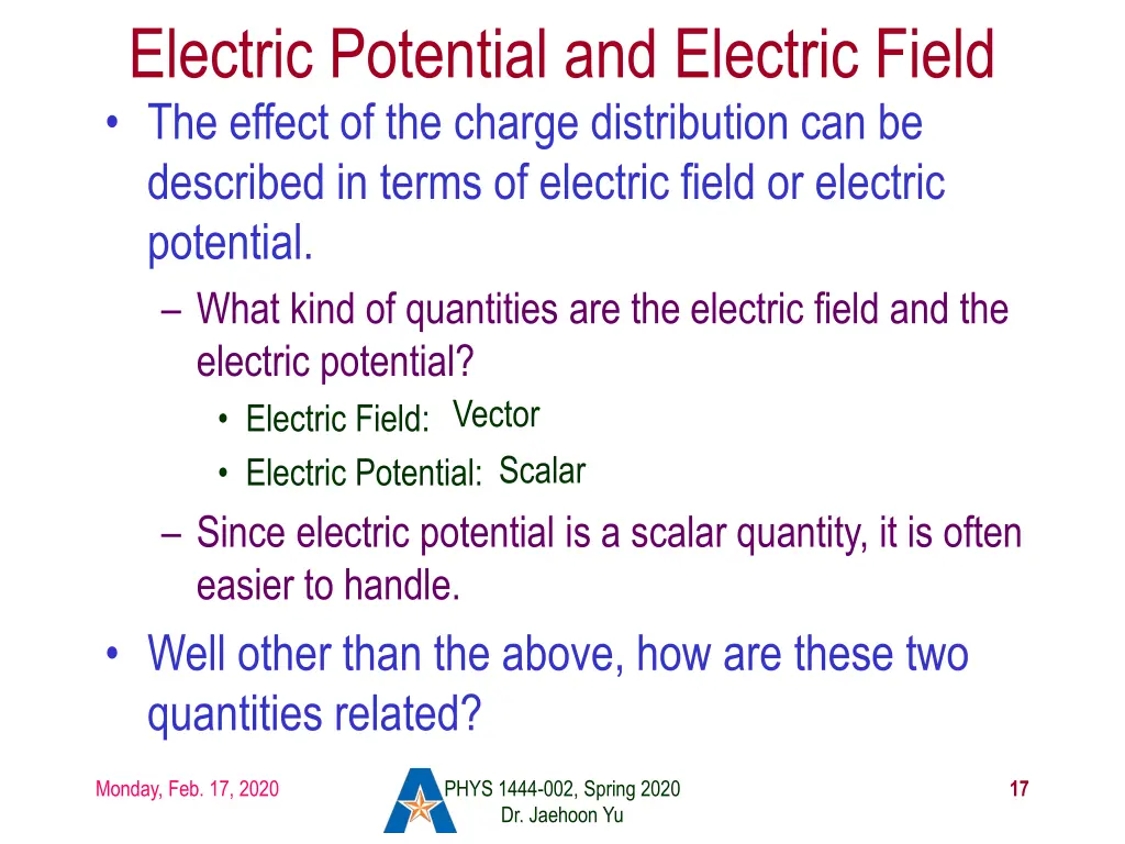 electric potential and electric field the effect