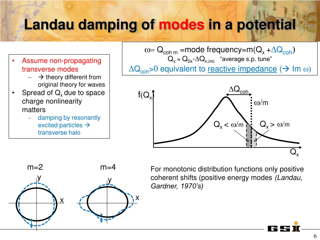 landau damping of modes in a potential
