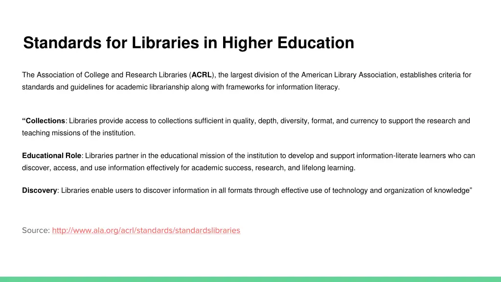 standards for libraries in higher education