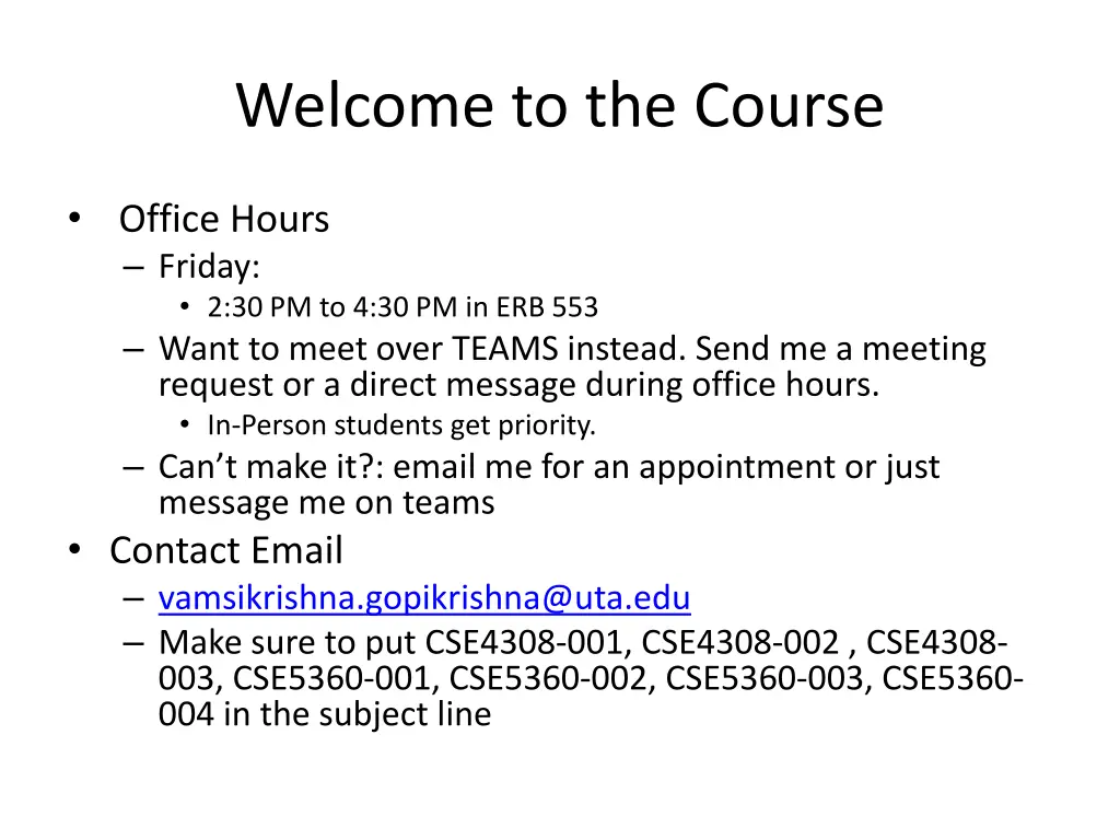 welcome to the course 1