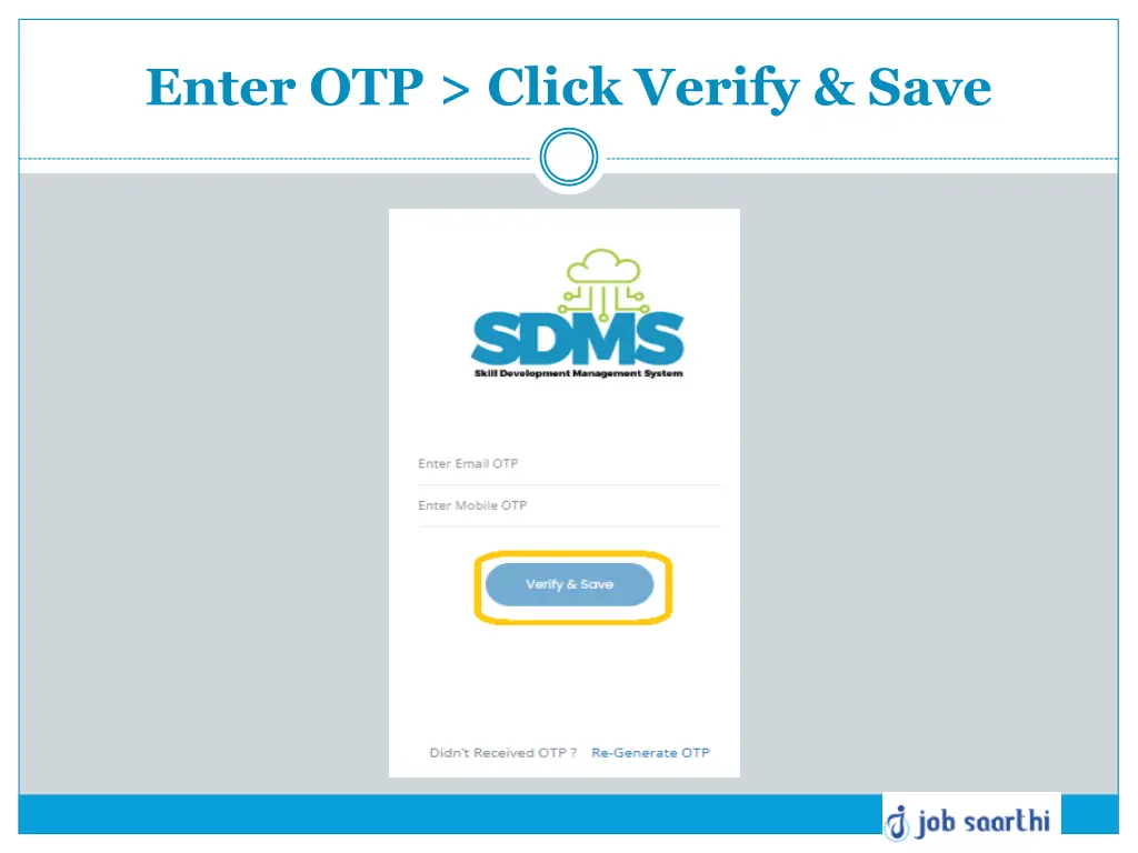 enter otp click verify save