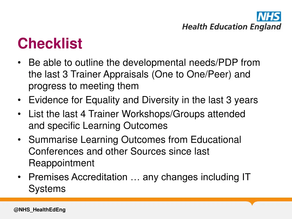 checklist be able to outline the developmental