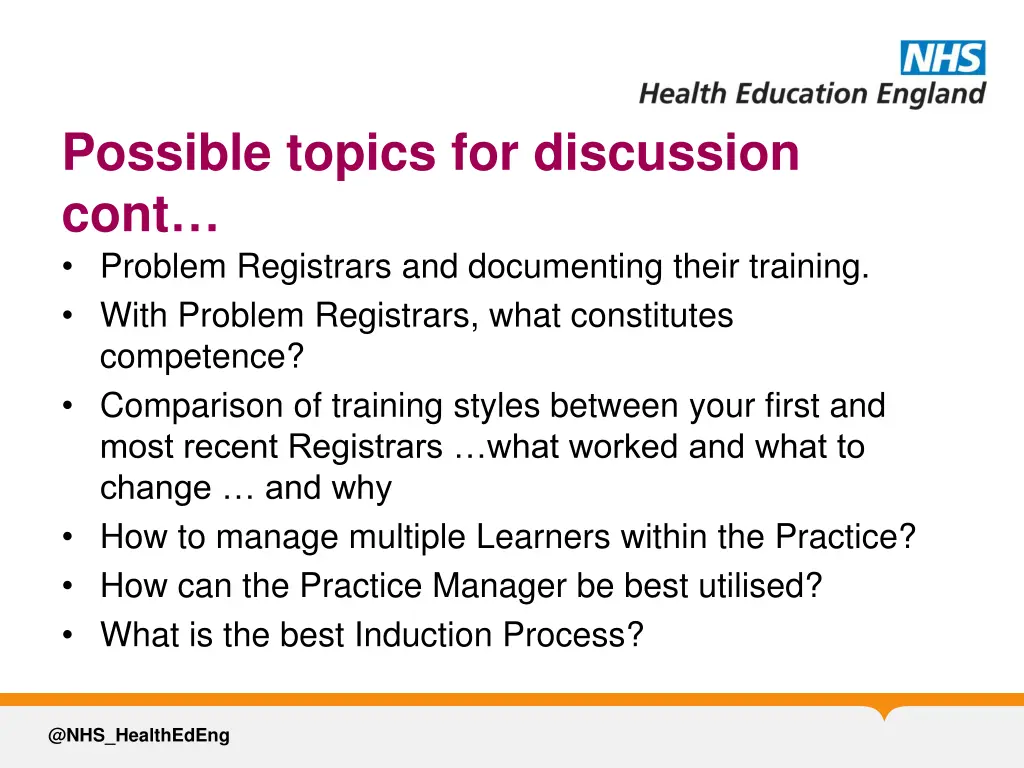 possible topics for discussion cont problem