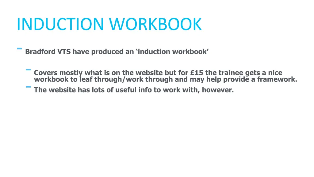 induction workbook