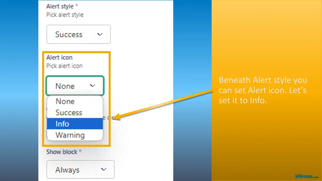 beneath alert style you can set alert icon