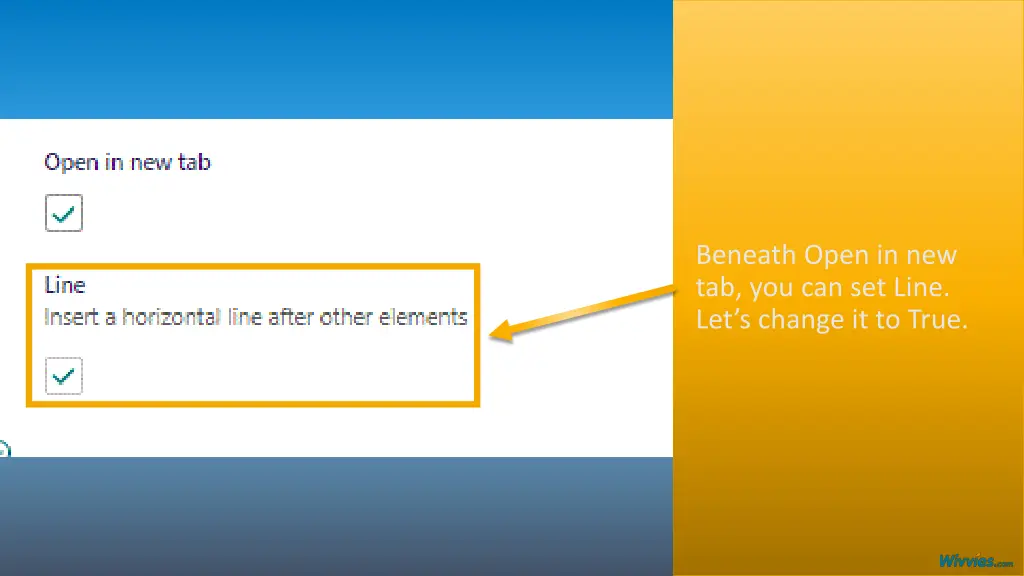 beneath open in new tab you can set line