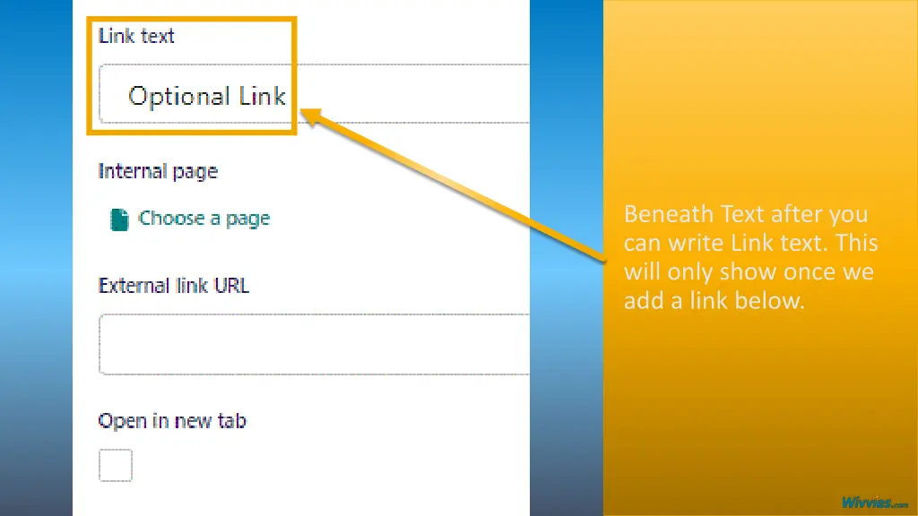 beneath text after you can write link text this