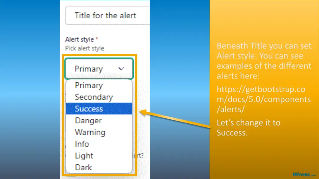 beneath title you can set alert style