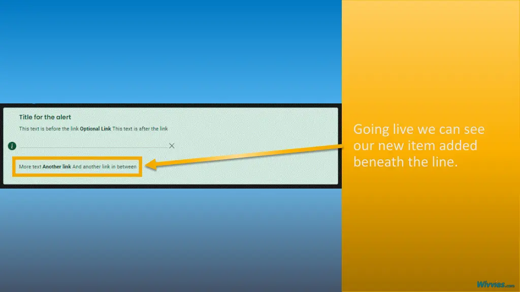 going live we can see our new item added beneath