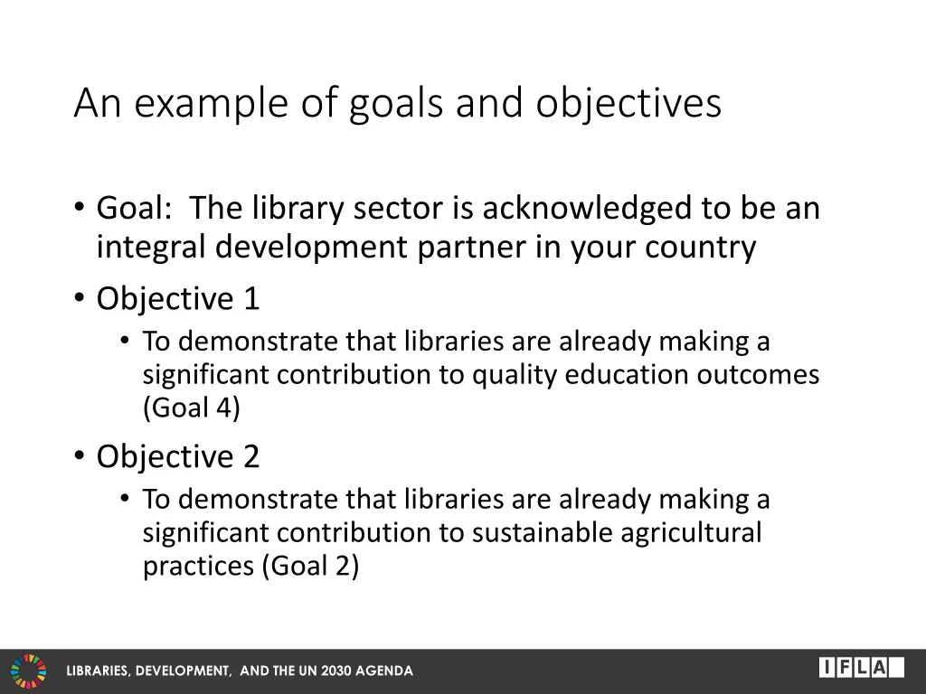 an example of goals and objectives