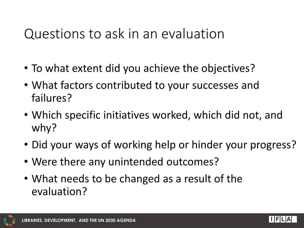 questions to ask in an evaluation