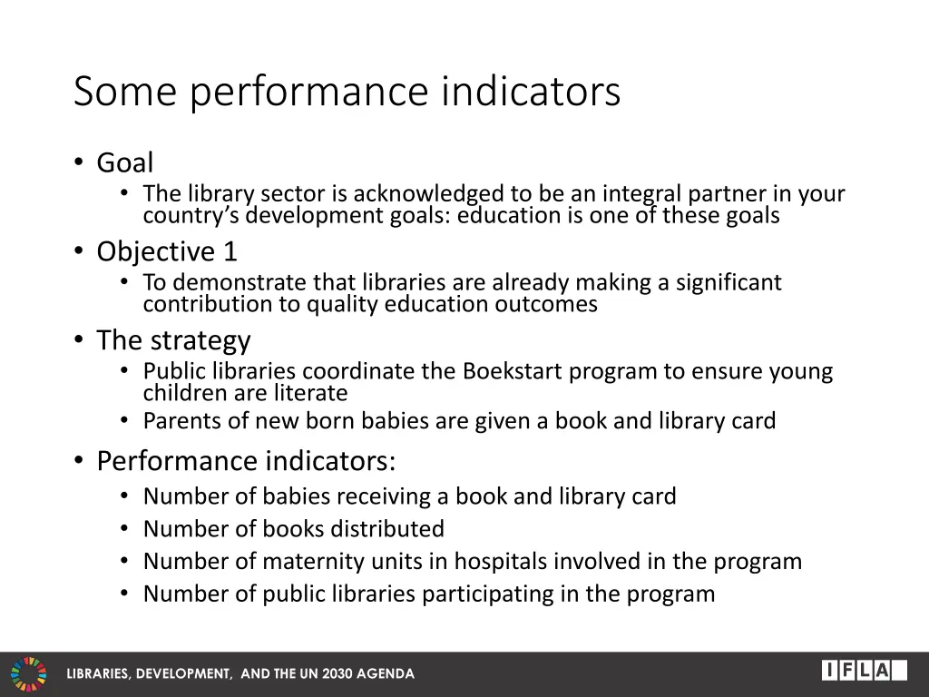 some performance indicators