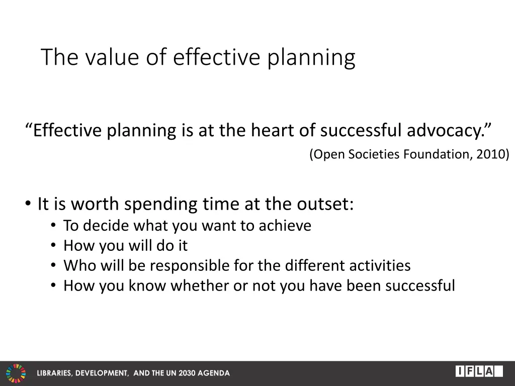 the value of effective planning