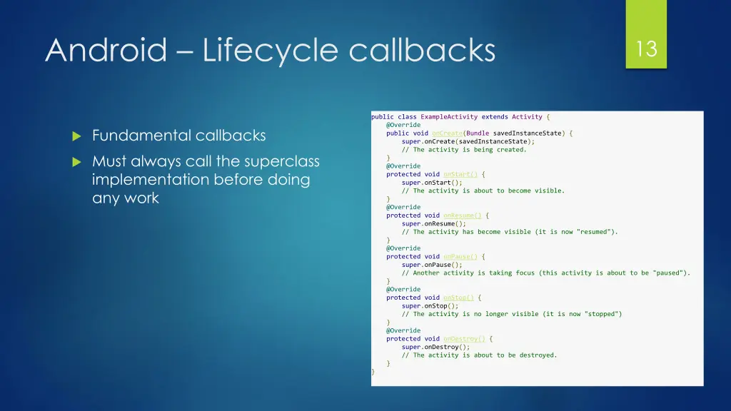 android lifecycle callbacks
