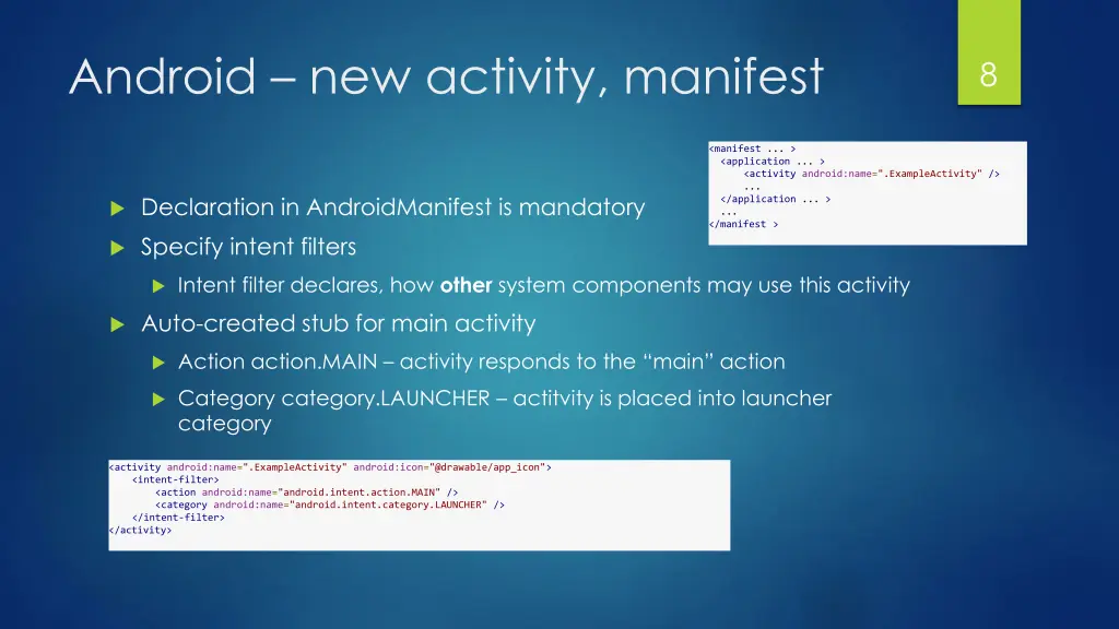 android new activity manifest