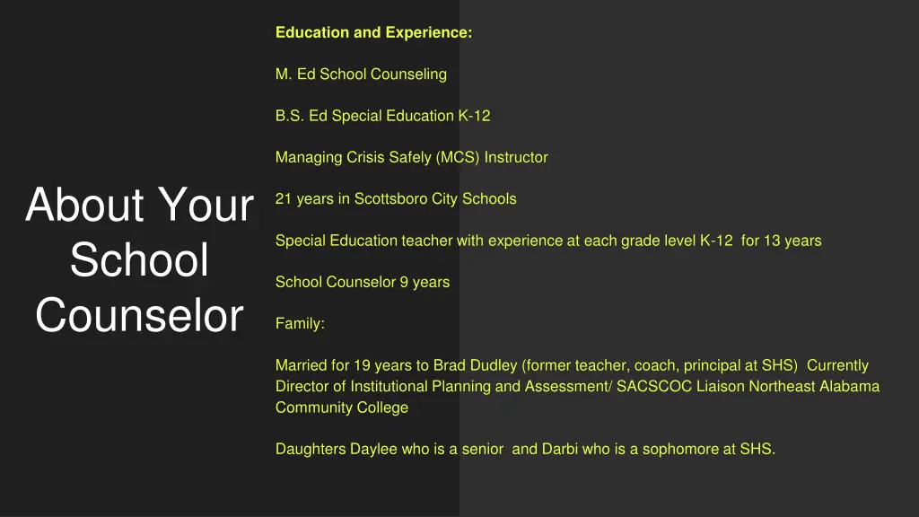 education and experience