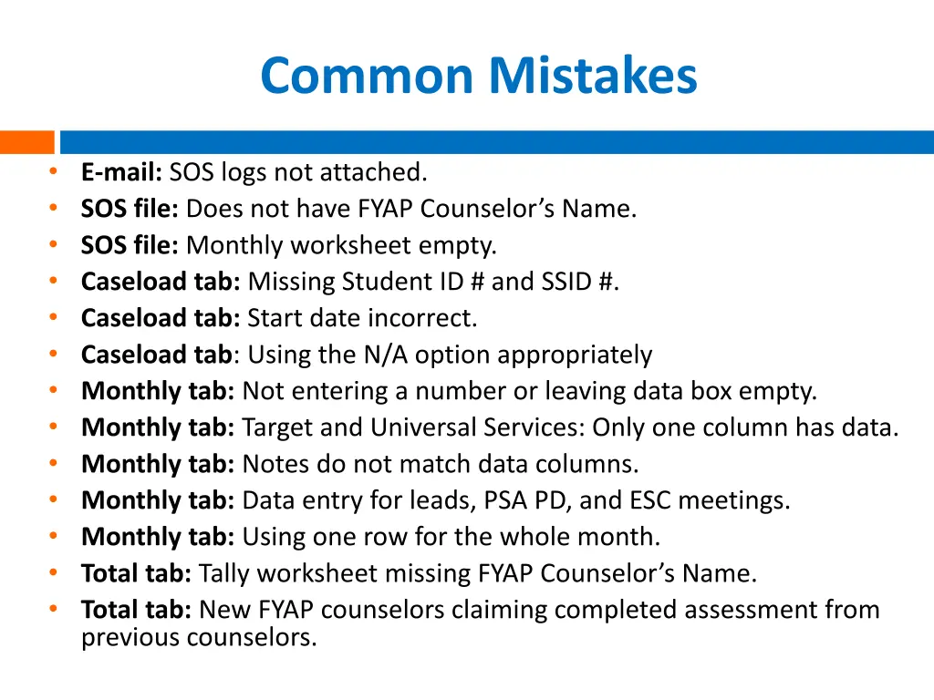 common mistakes