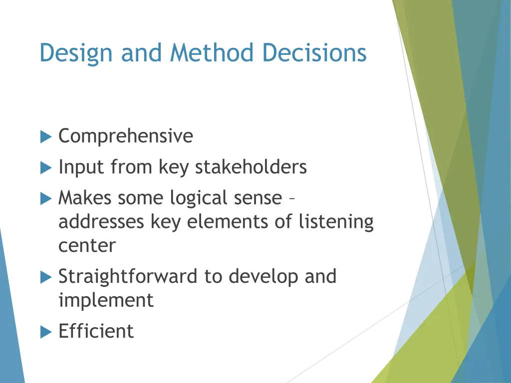 design and method decisions