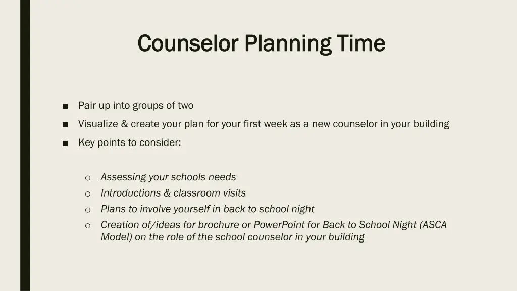 counselor planning time counselor planning time