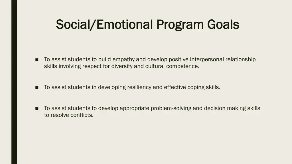 social emotional program goals social emotional