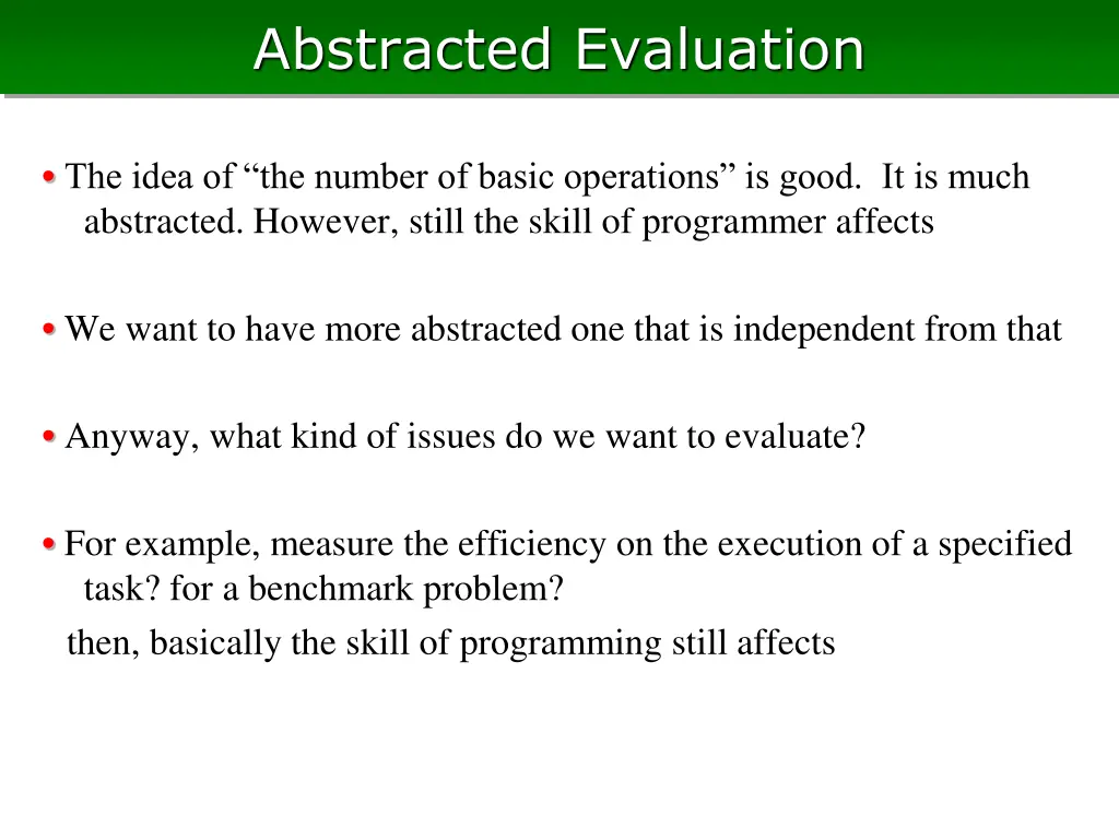 abstracted evaluation