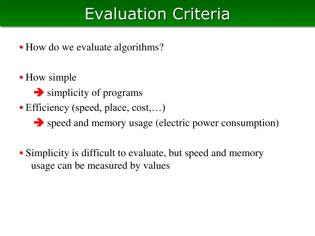 evaluation criteria