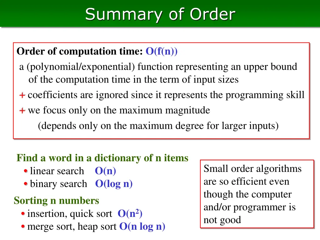 summary of order