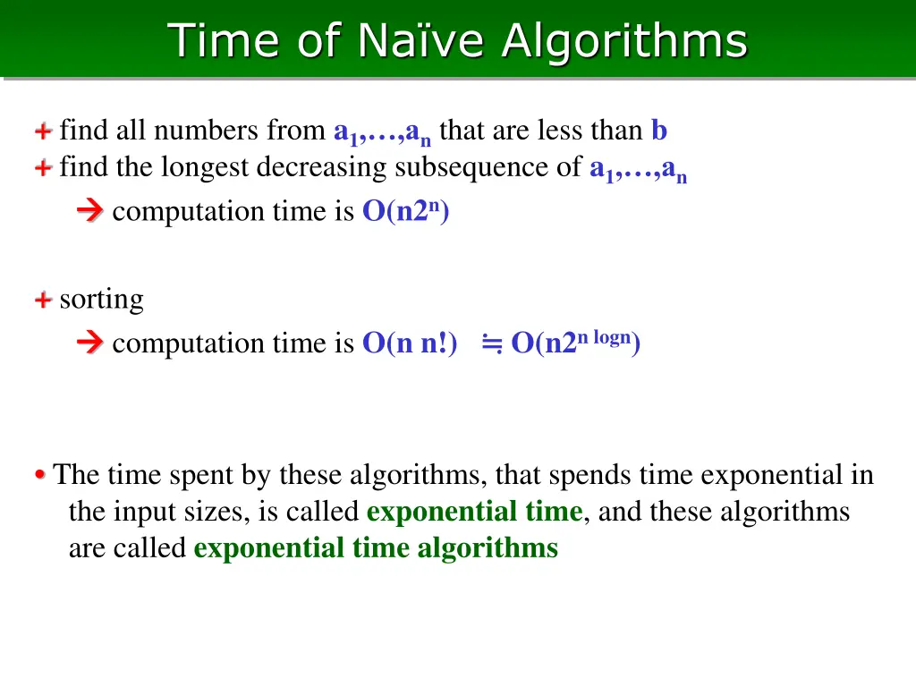 time of na ve algorithms