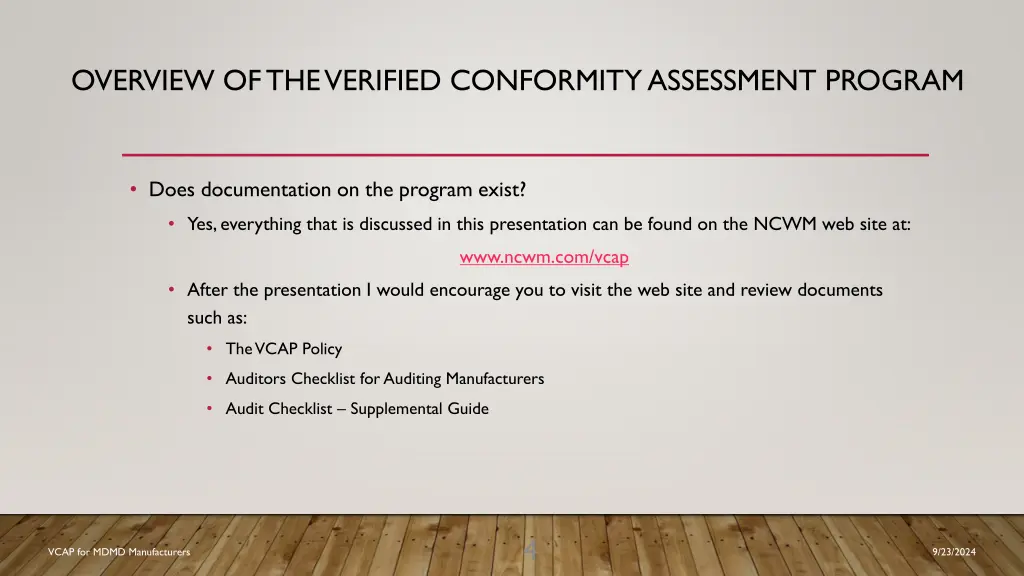 overview of the verified conformity assessment 2