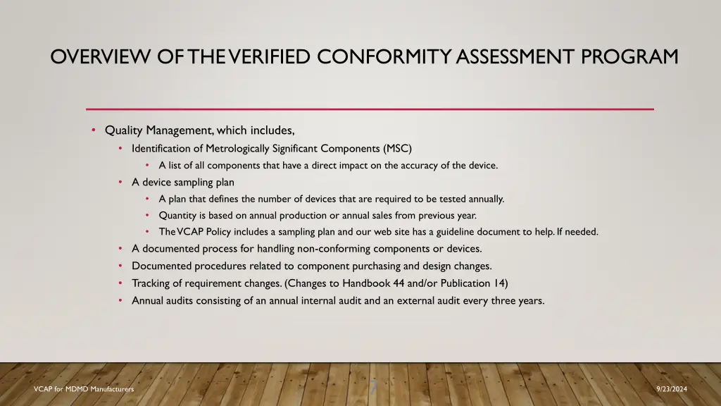 overview of the verified conformity assessment 5