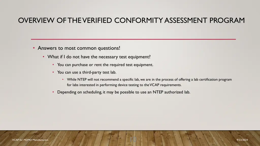 overview of the verified conformity assessment 8