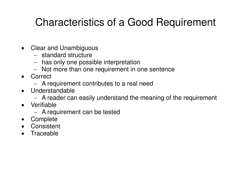 characteristics of a good requirement