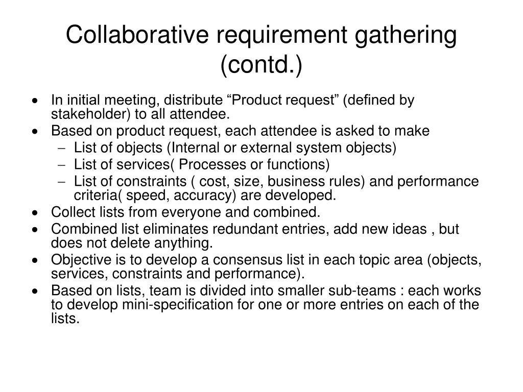 collaborative requirement gathering contd