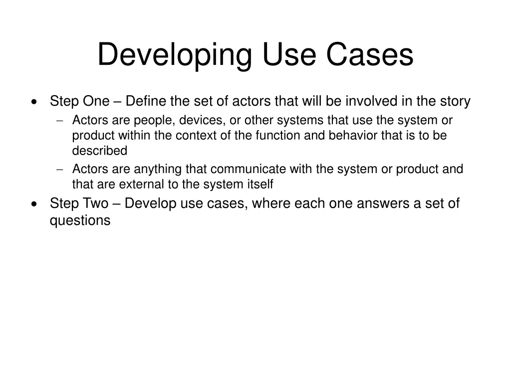 developing use cases