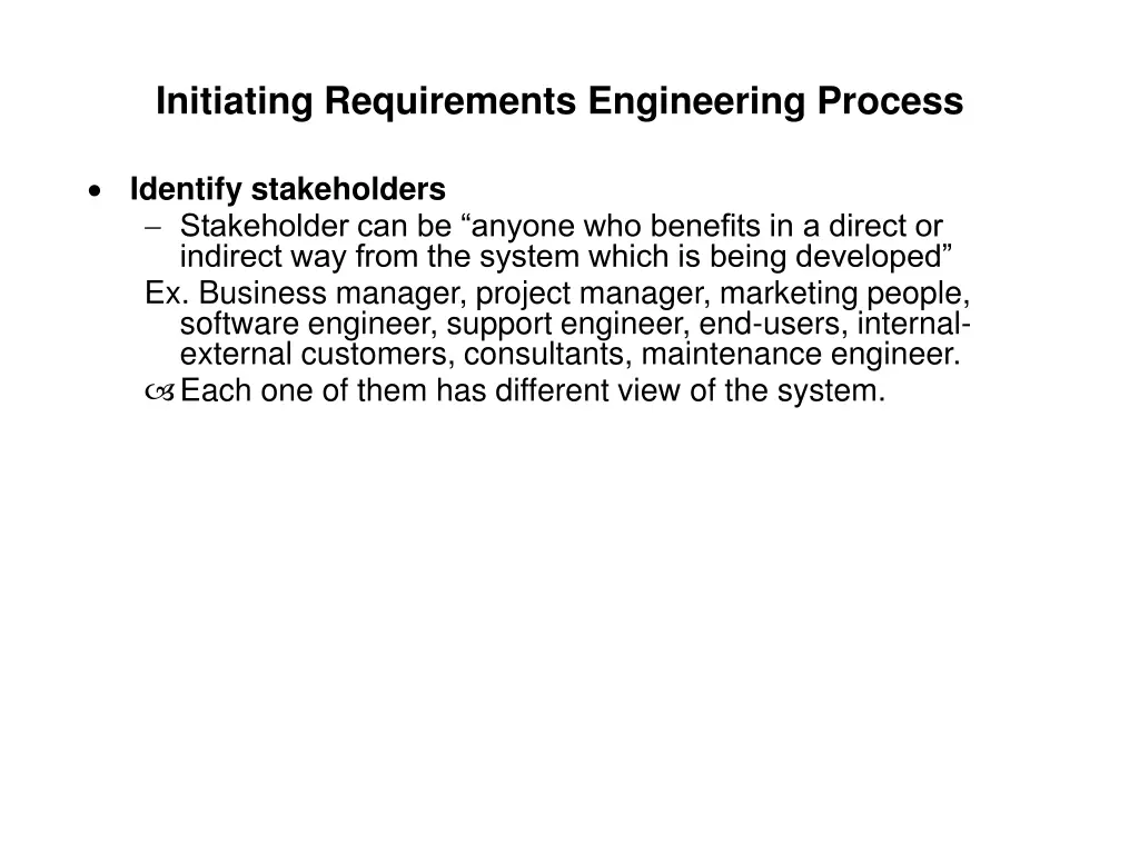 initiating requirements engineering process