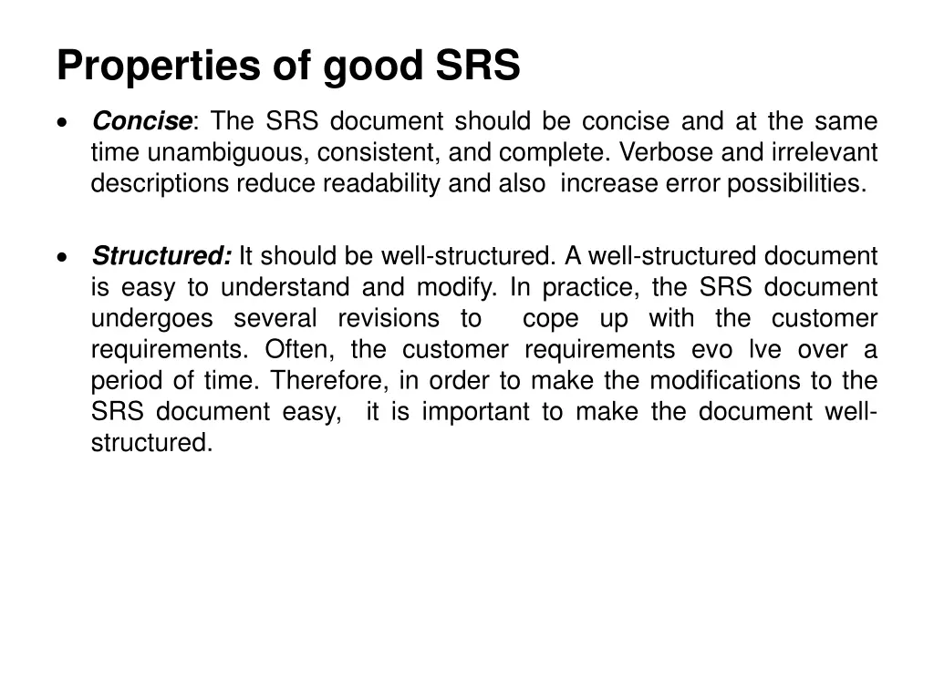 properties of good srs