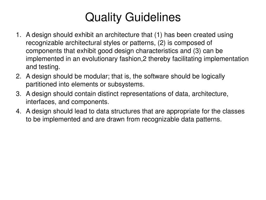 quality guidelines