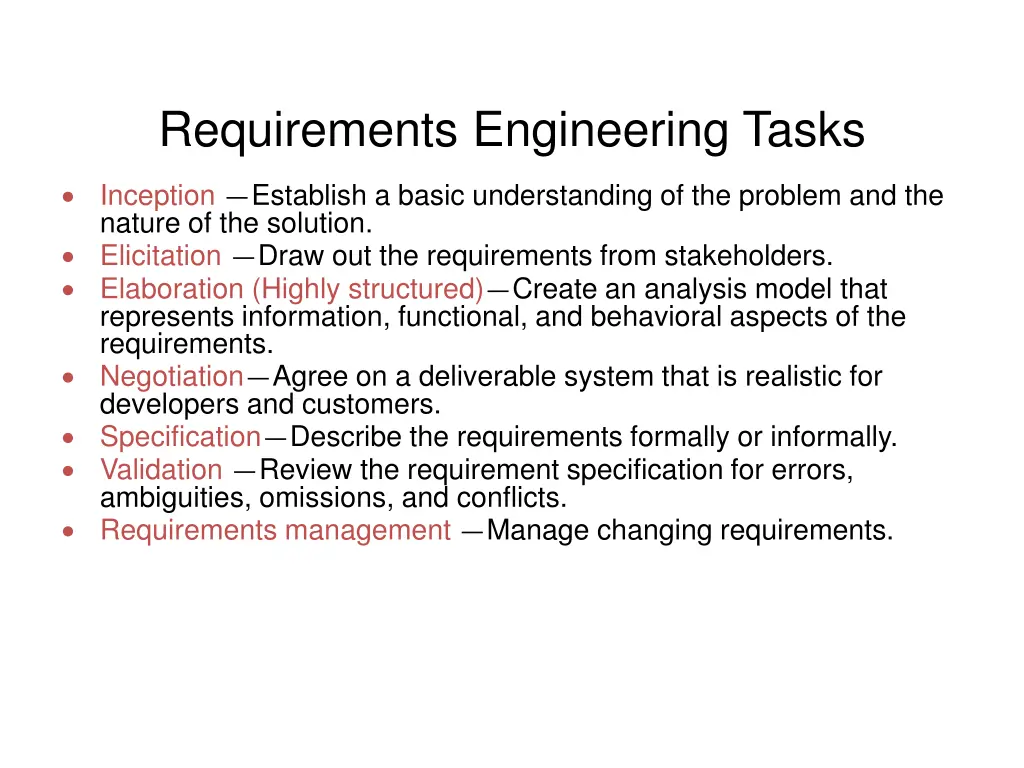 requirements engineering tasks