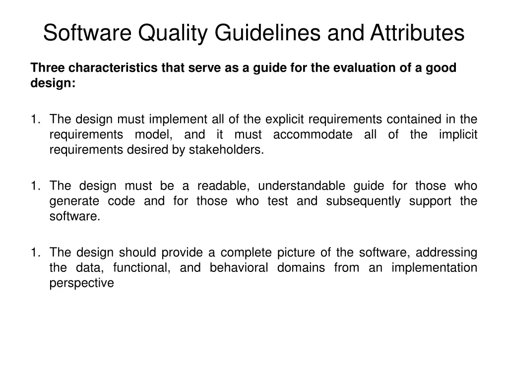 software quality guidelines and attributes
