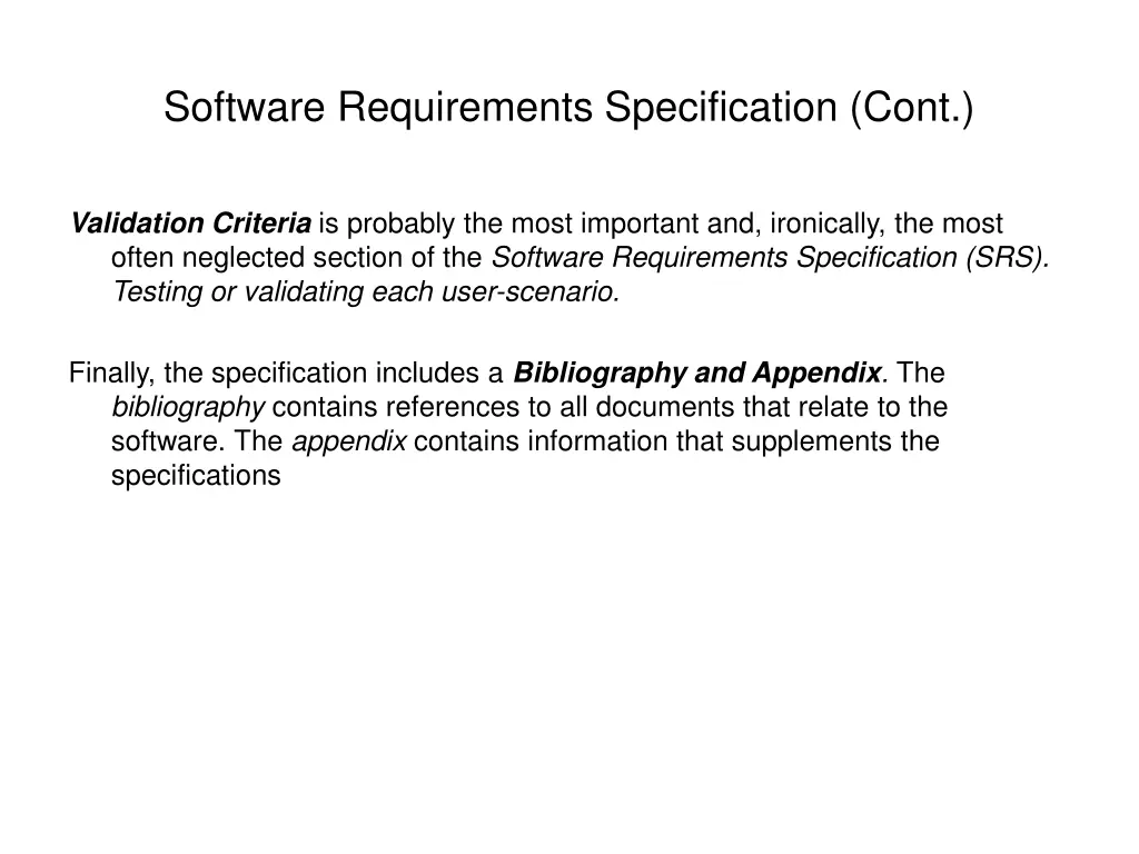 software requirements specification cont
