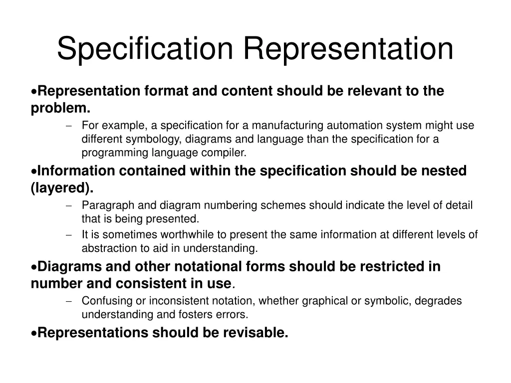 specification representation