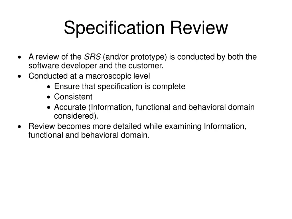 specification review