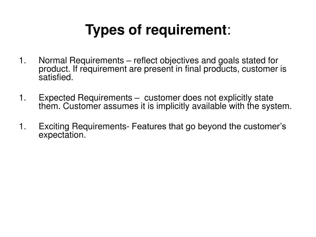types of requirement