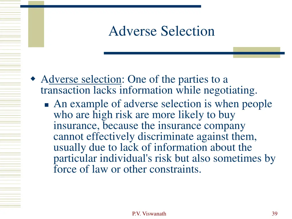 adverse selection
