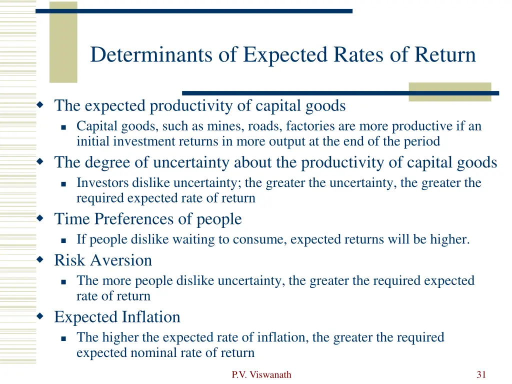 determinants of expected rates of return