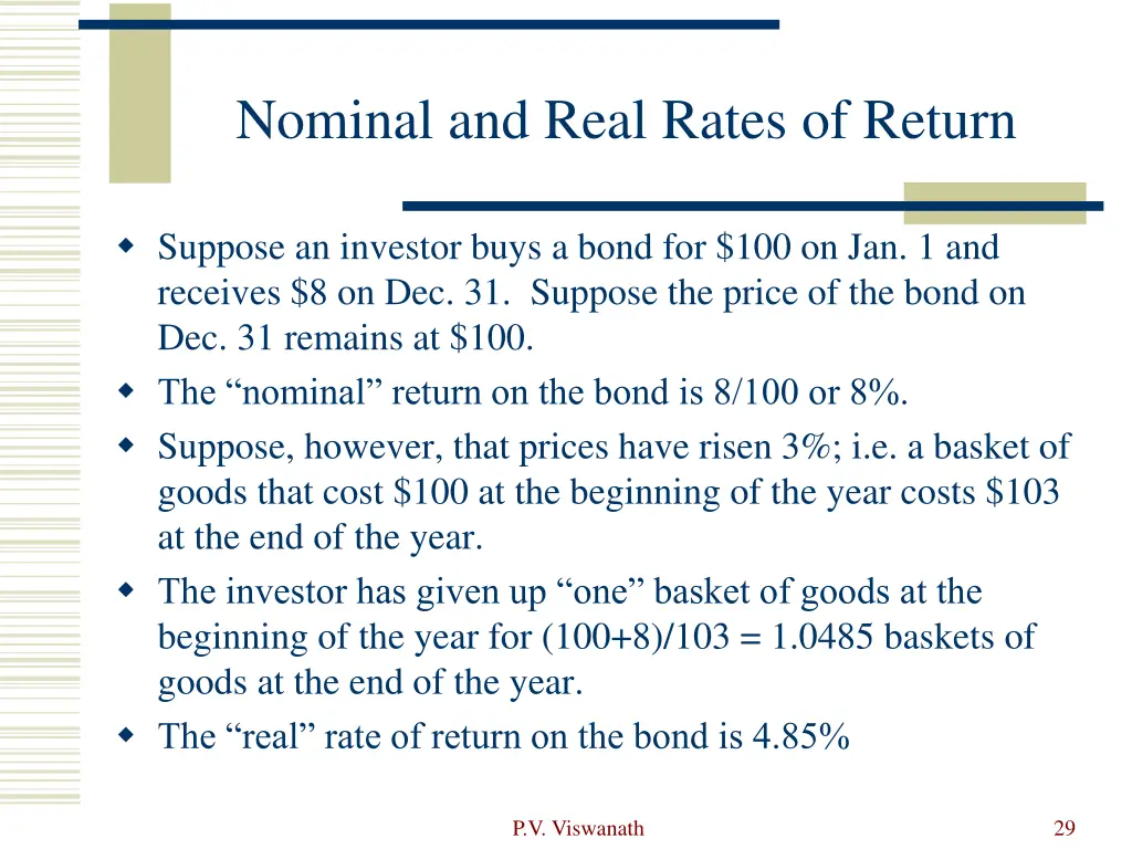 nominal and real rates of return