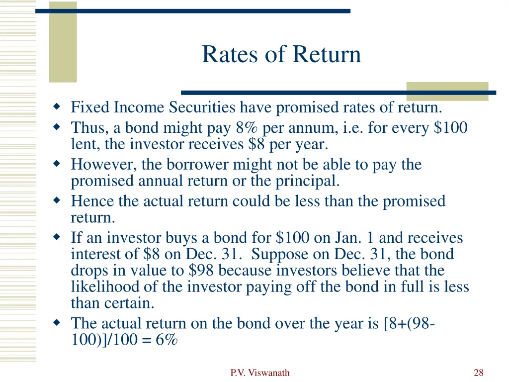 rates of return